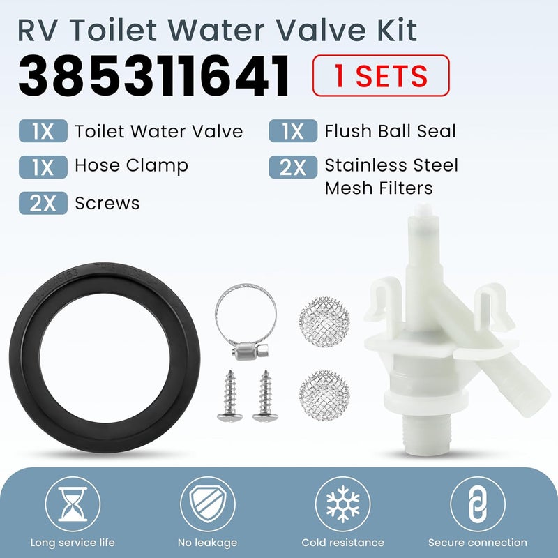Fetechmate 385311641 RV Toilet Valve Kit with 385311658 Flush Ball Seal Compatible with Dom-etic 300, 301, 310, 311, 320, 321 Series Pedal-Flush Toilets RV Toilet Parts Seal for Camper Toilet - 1 Set - Image 2